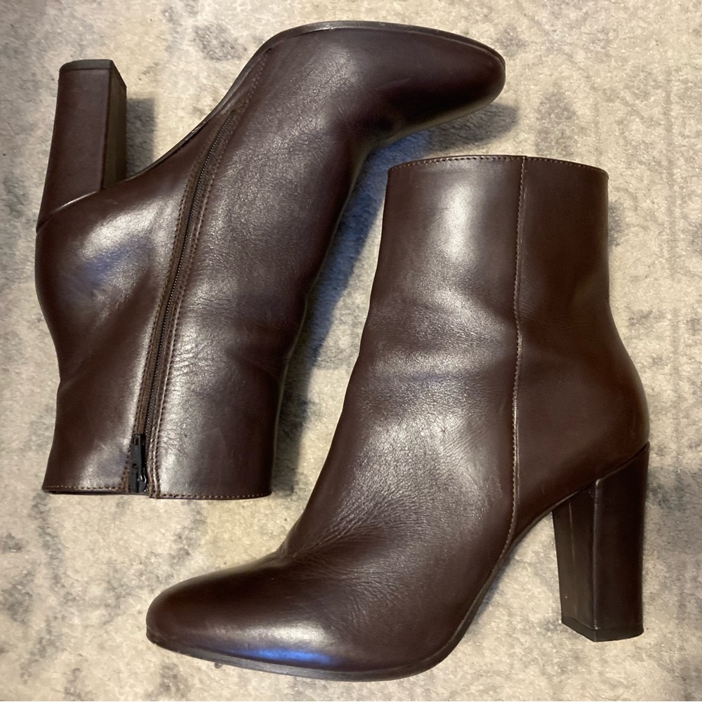 Dark Brown Leather Ankle Boots
